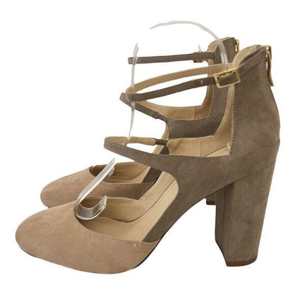 BCBGeneration Womens Size 10 Gray Pink Leissa Faux Suede Heels - Picture 4 of 7